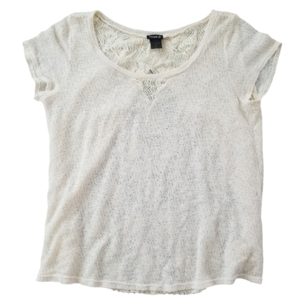 Torrid Short Sleeve Crochet Knit Top A0110